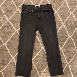 Zara black cropped leg straight jeans size 8